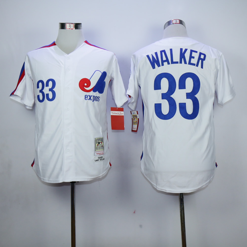 Men Montreal Expos 33 Walker White MLB Jerseys